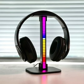 Single LED Headphone Holder | Dynamic Gradient Illumination, Stylish Acrylic Desk Light for Gamers And Audio Lovers | Colorful Ambient Lighting for Headphones, Keyboards, And Monitor Arrangements