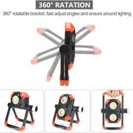 LED Rechargeable Work Light | Foldable Floodlight with 360° Rotation, Orange Searchlight, USB Charging, Touch Control, Lithium Polymer Battery | Ideal for Car Repair, Hiking, Emergencies, Barbecues