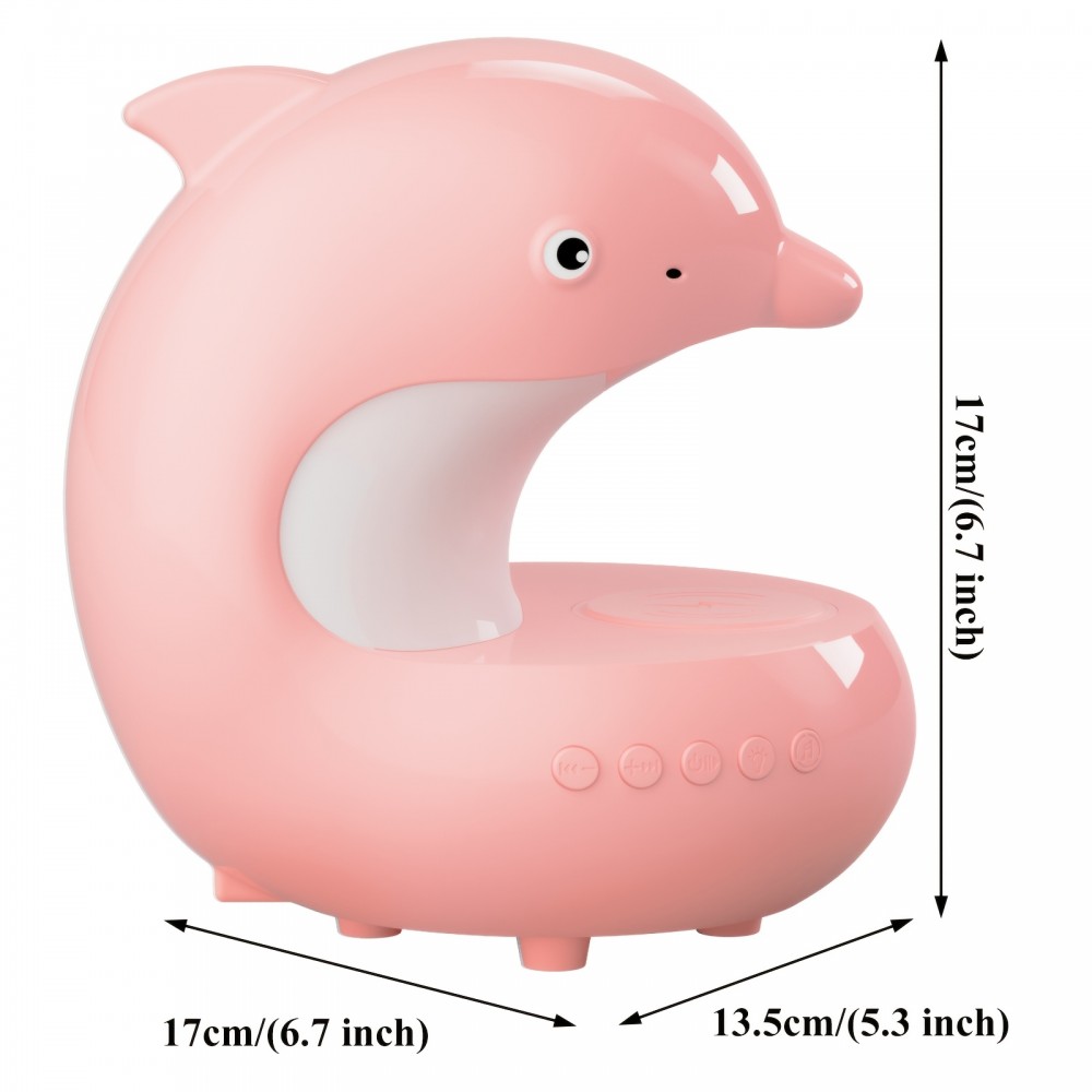 Rechargeable Smart Lamp with Wireless Music Speaker and Wireless Charger for Mobile Phone | Adjustable Brightness Dolphin Table Lamp, USB Type-C Desk Lamp, Bedroom LED Night Light, Valentine'S Day Gift, Camping, Wedding, Halloween