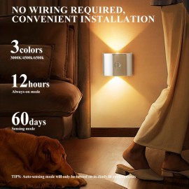 Smart LED Sensor Night Light | Portable Corridor Light with Magnetic Attachment, 3 Lighting Modes, Wireless Wall-Mounted, USB Type-C Charging, for Stairs, Decks, Entrances, Bedrooms, Desks, and Closets, Dimmable, Non