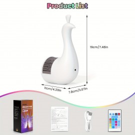 Peacock Wall Light, Peacock Projection Desk Lamp, Peacock Night Light, Peacock Projection Lamp with Remote Control, USB Charging Rainbow Peacock Nightlight, LED Wall/Table Decor