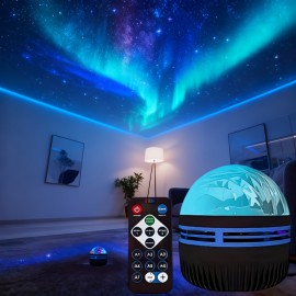 1pc YETHKE Aurora Galaxy Atmosphere Projector - Multicolor, Remote Control, Adjustable Brightness, USB Powered, Ideal for Bedroom/Home Theater/Wedding Decor