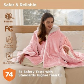Wearable Heated Electric Poncho Shawl - 5-Position Timer 10-Heating Levels, All-Season Heating Blanket, Plug-in for Travel, Heated Blanket Wearable, Full Body, Heated Bed Blanket, Heated Clothes Winter Gifts for Mom Women Girlfriend Grandma,