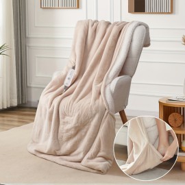 Westinghouse Electric Blanket, Soft Flannel And Shearling Heated Blanket, Warm And Soft, Heats Up Quickly with 4 Temperature Settings And 4-Hour Timer, Features Foot Pocket, Machine Washable, Available In Multiple Colors And Sizes, Perfect Gift