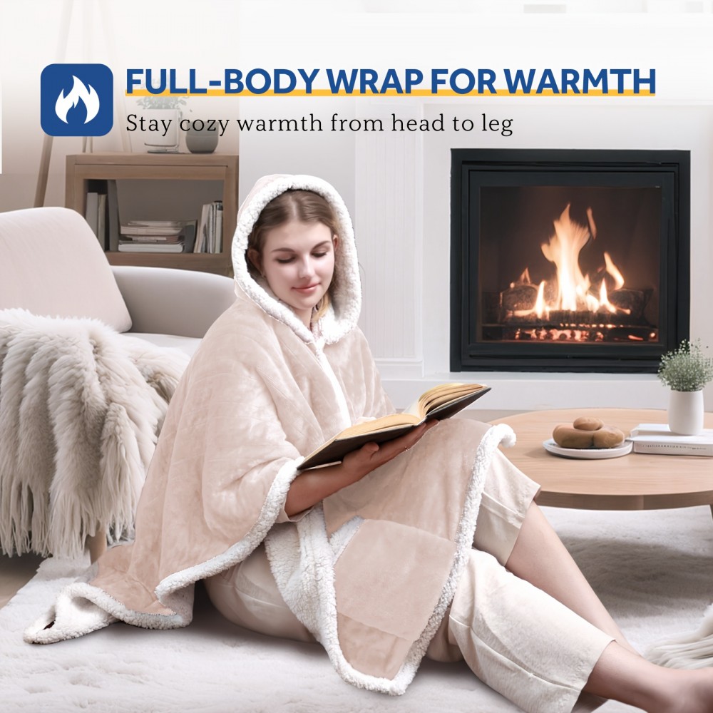 Westinghouse Unisex Electric Heated Cape & Cloak - Wearable Heated Jacket With Fleece Lining, 4 Temperature Settings & 4-Hour Timer, Machine Washable Winter Style, Perfect For Gifts