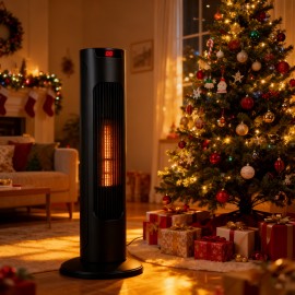 1500W Powerful Tower Heater | 60° Oscillating Heating, 21-inch Electric Heater with Thermostat, Timer, Overheat Protection, Remote Control, Ideal for Home Offices, Streamlined Design, Modern Heater