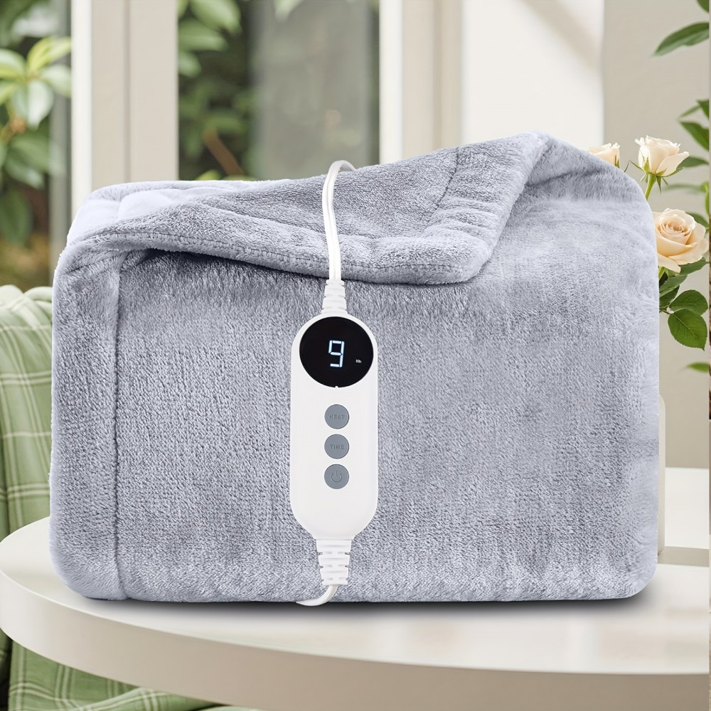 Heated Electric Blanket with All Size | Cozy Warm Double-sided Flannel Heated Blanket with 9 Heating Levels & 2/4/6/10 Hours Auto Off | Winter Comfort, Gift Blanket, Machine Washable, Digital Display, Overheat Protection, Timer, Polyester