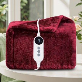Heated Electric Blanket with All Size | Cozy Warm Double-sided Flannel Heated Blanket with 9 Heating Levels & 2/4/6/10 Hours Auto Off | Winter Comfort, Gift Blanket, Machine Washable, Digital Display, Overheat Protection, Timer, Polyester