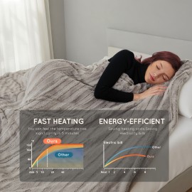 Cozy Home Use - Electric Heated Blanket 1pc - Handmade Tie-Dye Cover - 10H Auto-Off & Overheating Protection - 4 Heating Levels