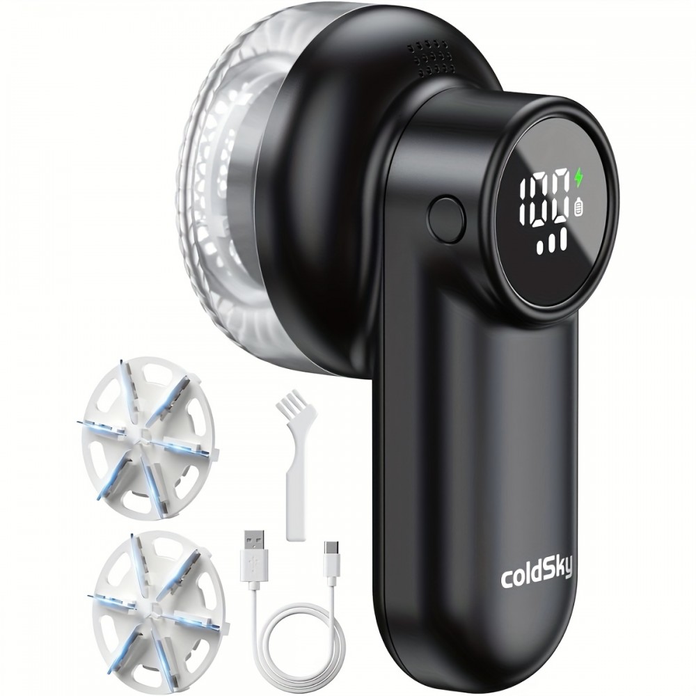 6-Blade Electric Hair Ball Trimmer | Rechargeable Fabric Shaver with Three Speed Settings, LED Digital Screen, and Safety Lock | Suitable for Pills on Clothes, Furniture, Sofas, Blankets | USB Charging, Lithium Polymer Battery