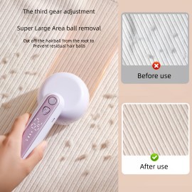 Electric Fabric Shaver, USB-Powered Fleece Remover, Compact Portable Ball Trimmer with Digital Display and High-Speed Six-Blade Steel Blade for Clothes, Bedding, Furniture, Clothing Care | Modern Design | Durable Construction, Fabric Shaver Machine
