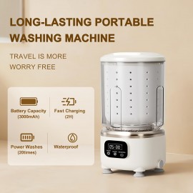 67.63oz Underwear Washing Machine | Portable Washer Dryer Combo, Rechargeable Cordless, Deep Cleans Small Clothes for Apartment, Dorm, RV, Travel & Hotel Use