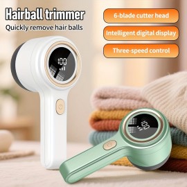 Electric Fabric Razor, Fuzz Removing Machine, Portable Pad Remover, Bedding, Furniture, 3-level Digital Display, Clothes, Carpets and Sofas - Light Gray