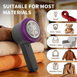 Portable Electric Fabric & Sweater Shaver with 6-Leaf - USB/Battery- Lint Remover Suitable for Clothes, Sofas, Travel - Pilling Shaver with Display (for Sweaters, Furniture)