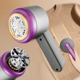 Portable Electric Fabric & Sweater Shaver with 6-Leaf - USB/Battery- Lint Remover Suitable for Clothes, Sofas, Travel - Pilling Shaver with Display (for Sweaters, Furniture)