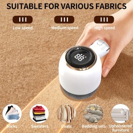 Portable USB-Powered Fabric Shaver with Digital Display, 6-Blade Honeycomb Mesh Cover for Home Use, Sweater Trimmer and Ball Removal, Clothing Care, Lightweight Tool, Sturdy Construction, Compact Design, Handheld Device, Durable Material