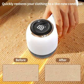 Portable USB-Powered Fabric Shaver with Digital Display, 6-Blade Honeycomb Mesh Cover for Home Use, Sweater Trimmer and Ball Removal, Clothing Care, Lightweight Tool, Sturdy Construction, Compact Design, Handheld Device, Durable Material