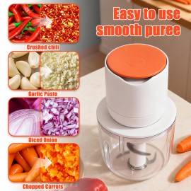 600 Electric Food Processor | Multi-functional Tool for Meat, Onions, Vegetables, Garlic Mincing, USB Charging, Ideal Christmas Gift