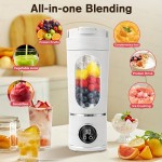 A 2-In-1 Portable Blender with a Sports Lid Juice Cup, USB Rechargeable - a Multifunctional Wireless Juicer with a 23.67oz Large Capacity Juice Cup - Features a Stainless Steel 12-Blade for Quick Juicing - Smooth Fruit Blender, Ice Crusher