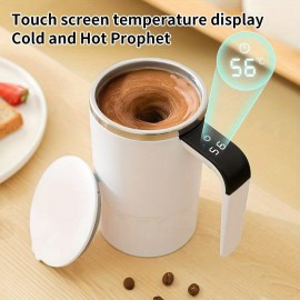 LED Digital Display Temperature Coffee Mug | Rechargeable Large Capacity Portable Electric Cup, Travel Mug, Suitable for Milk, Chocolate, Mocha Coffee Mix Drinks, Ideal for Home and Office Use, Polymer Battery, USB Charging, Perfect Christmas and